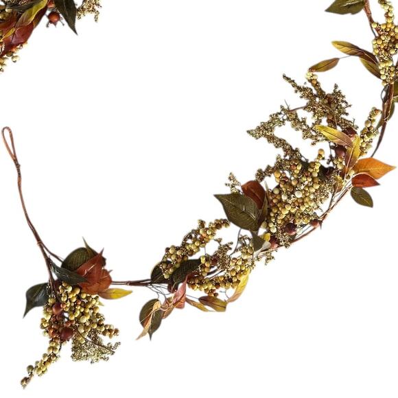 Rustic Harvest Autumn Berry & Leaf Garland Fall Mantel or Table Decor 70" - Picture 3 of 3